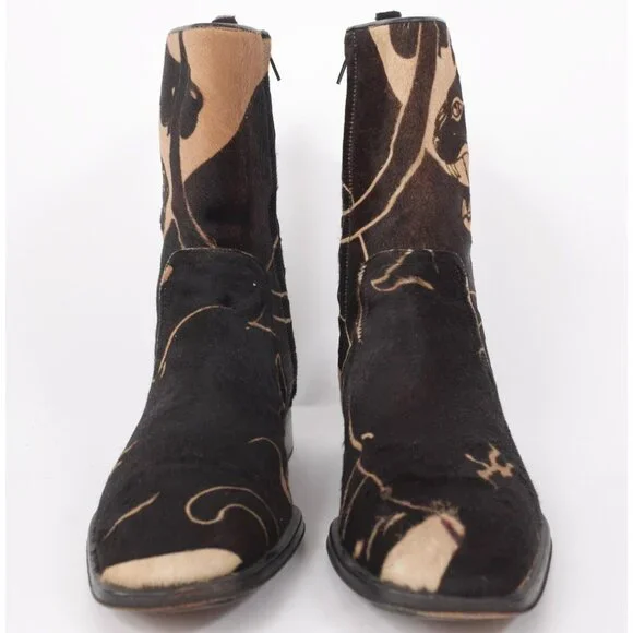 Y2K Valentino Mens 42 US 9 boots tiger face calk skin fur - Picture 9 of 11